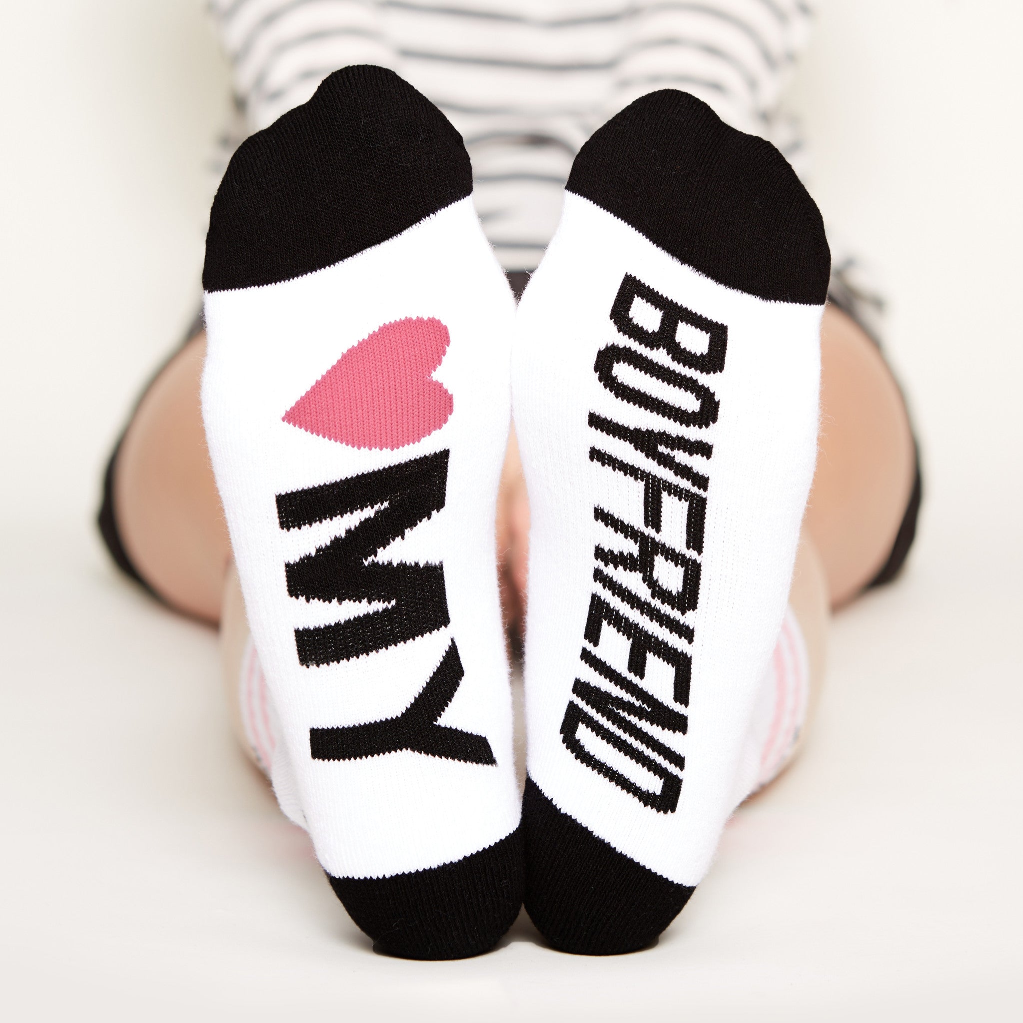 Love My Boyfriend Sock bottom front view