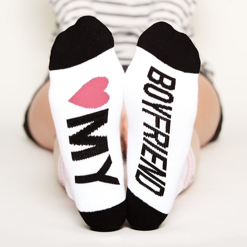 Love My Boyfriend Sock bottom front view  Limited Edition